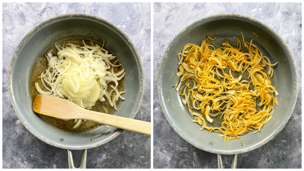 cooking onions in pan 