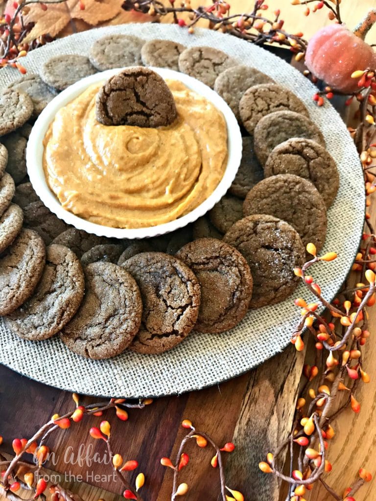 Spice Cookies with Pumpkin Dip on a serving platter