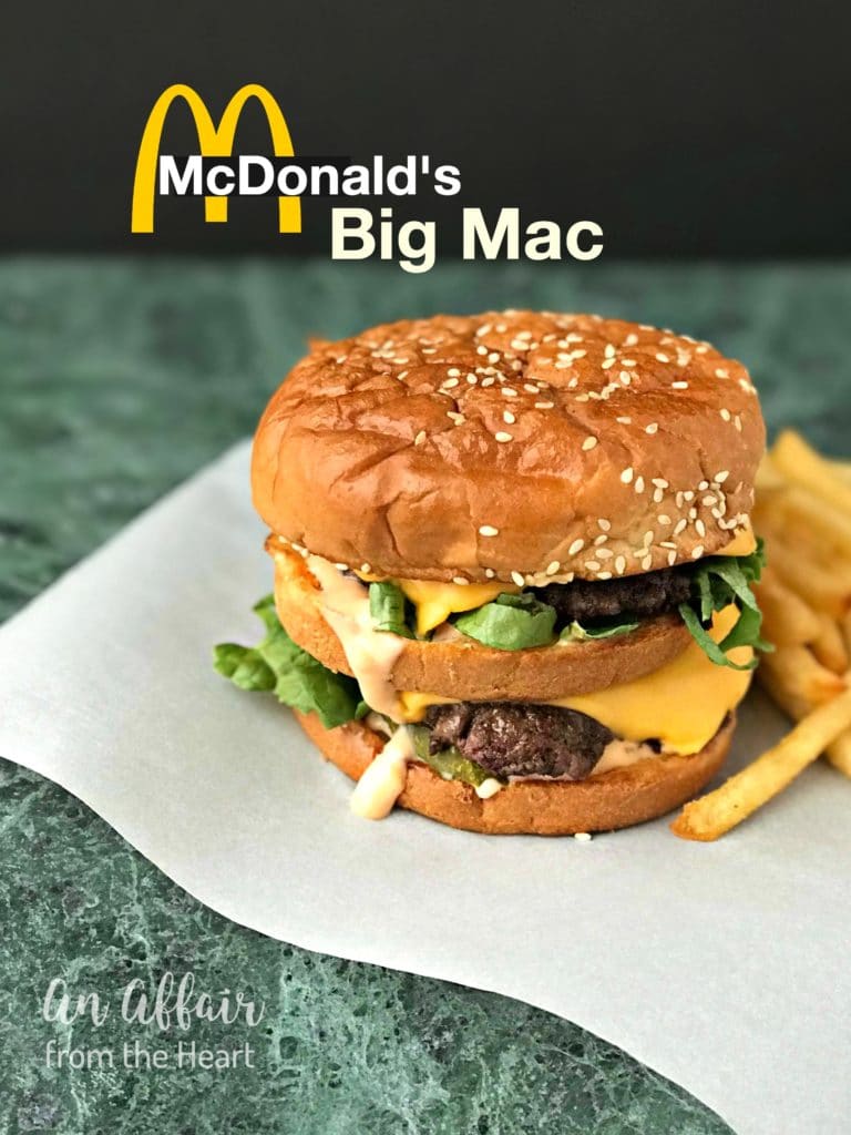 Copy Cat McDonald's Big Mac side view on parchment paper