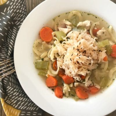 Homemade Chicken Noodle Soup with Sauerkraut