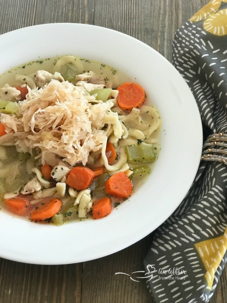 Chicken Noodle Soup with Sauerkraut