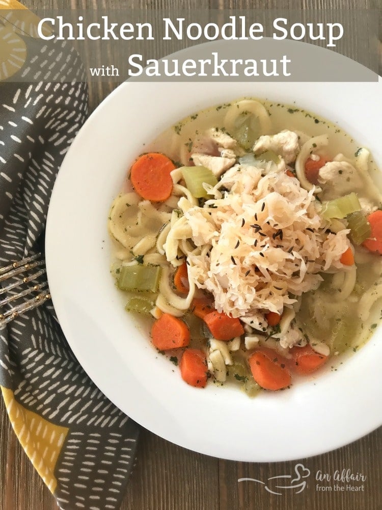 Homemade Chicken Noodle Soup With Sauerkraut