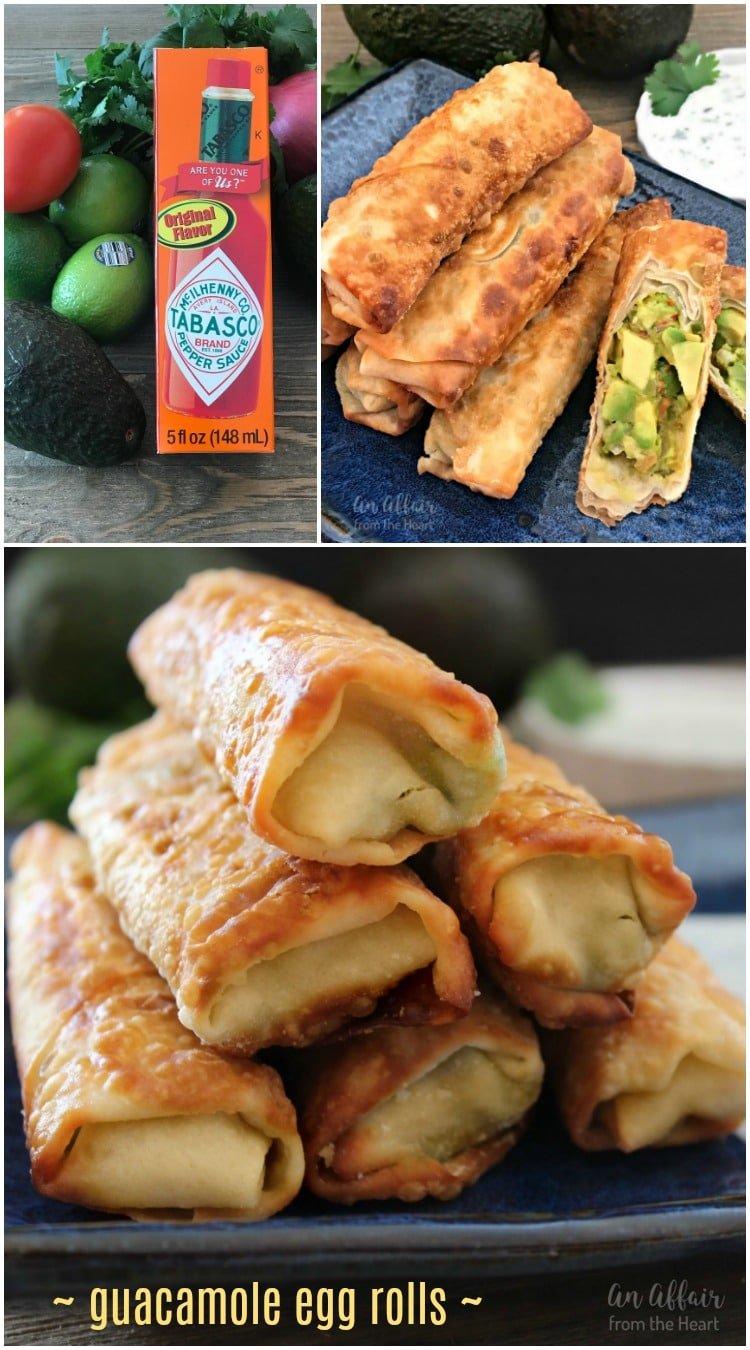 Guacamole Egg Rolls with Spicy Cilantro Ranch Dipping Sauce 