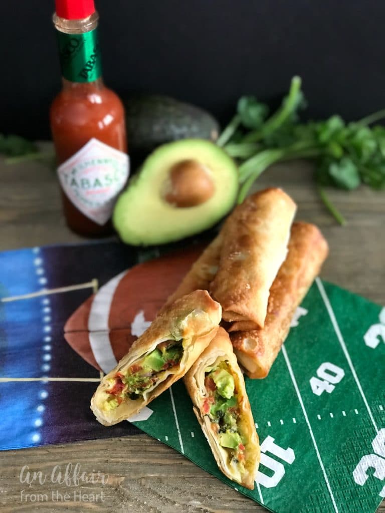 Guacamole Egg Rolls with Spicy Cilantro Ranch Dipping Sauce