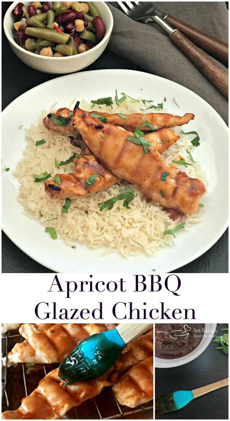 Saucy  Simple Apricot BBQ Glazed Chicken over basmati rice