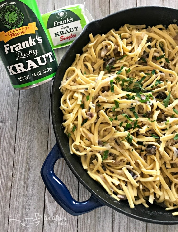 Creamy Kraut & Mushroom Noodles - An Affair from the Heart