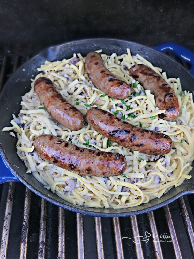 Creamy Kraut & Mushroom Noodles cooking