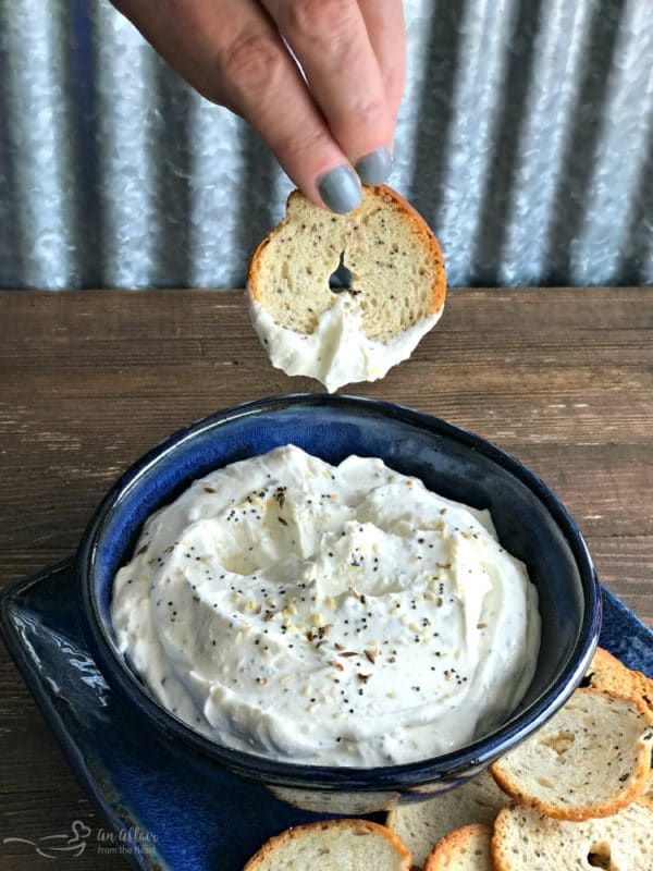 Everything Bagel Dip - A creamy party dip to serve with bagel chips.