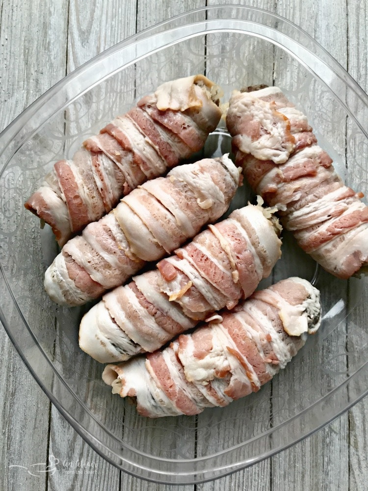 Kraut Stuffed Bacon Wrapped Brats perfect for tailgating or anytime!