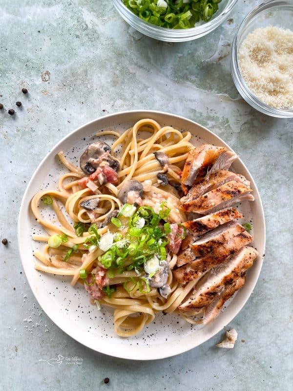 Southwest Chicken Linguine on a white plate