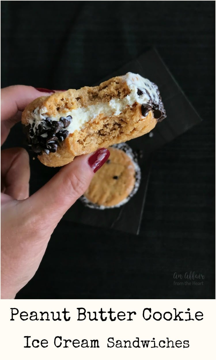 Peanut Butter Cookie Ice Cream Sandwiches - An Affair from the Heart