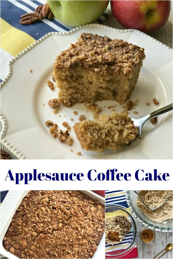 Applesauce Coffee Cake cinnamon spiced with buttery pecan topping.