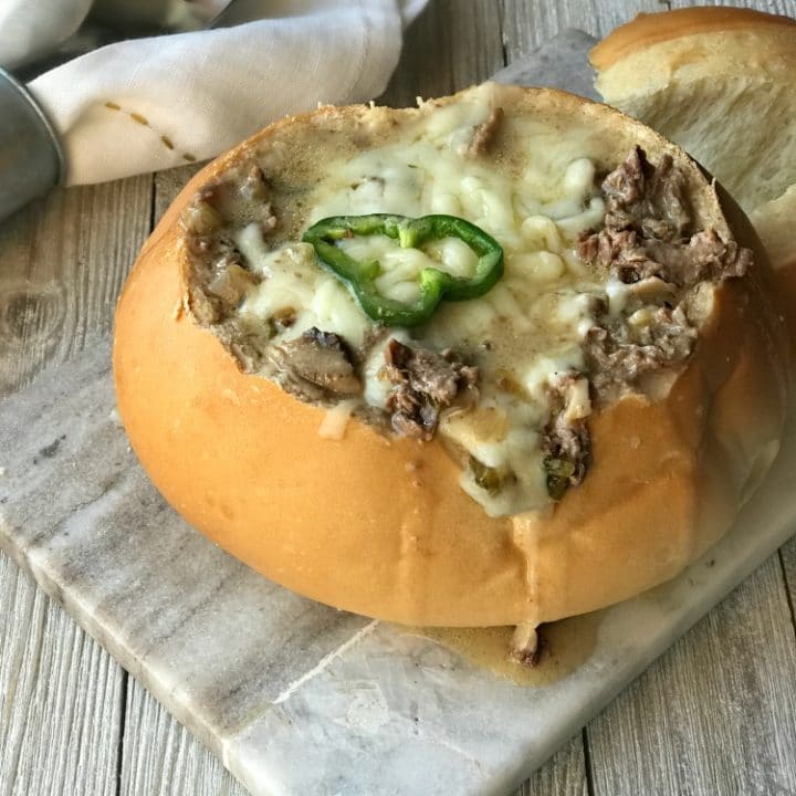 Philly Cheese Steak Soup Recipe & Bread Bowl Recipe + a Calphalon