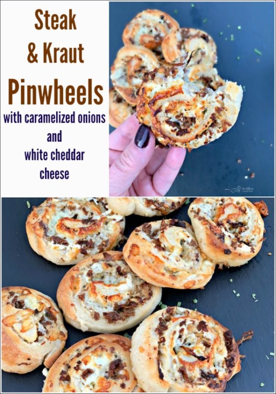 Steak & Kraut Pin Wheels with caramelized onions and white cheddar cheese - An Affair from the Heart