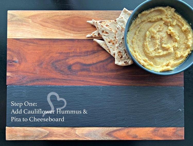 Mediterranean Inspired Cheeseboard with Cauliflower Hummus