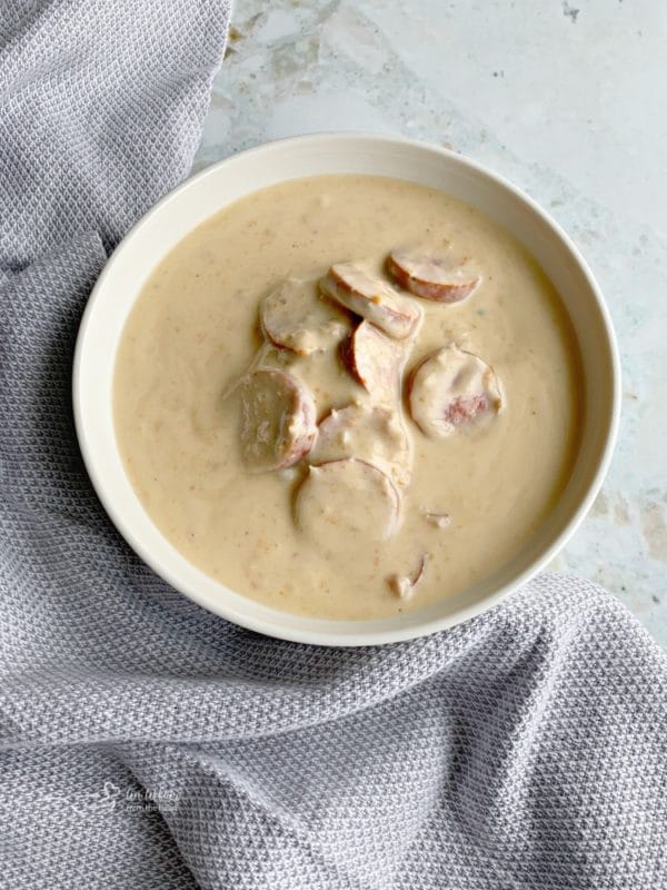 Instant Pot Beer Cheese Soup with Kraut & Kielbasa