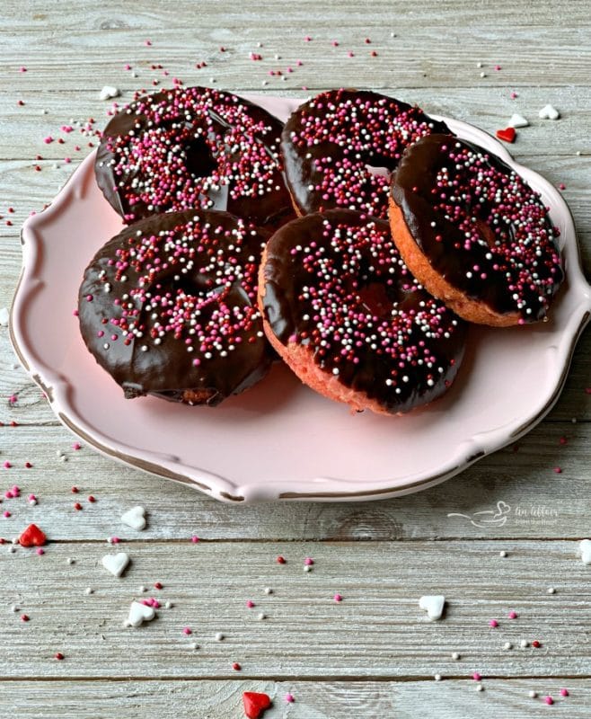 Baked Chocolate Covered Strawberry Donuts