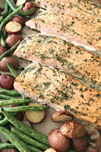 Roasted Salmon Sheet Pan Meal with Potatoes & Green Beans