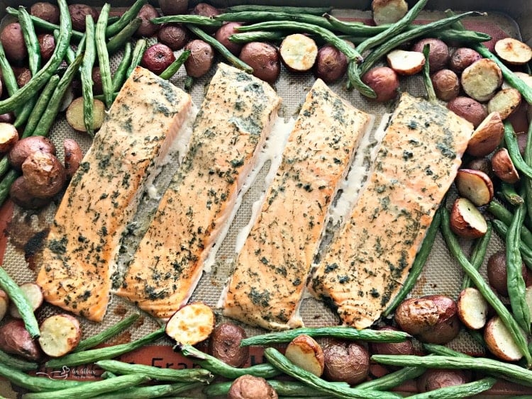 Roasted Salmon Sheet Pan Meal with Potatoes & Green Beans