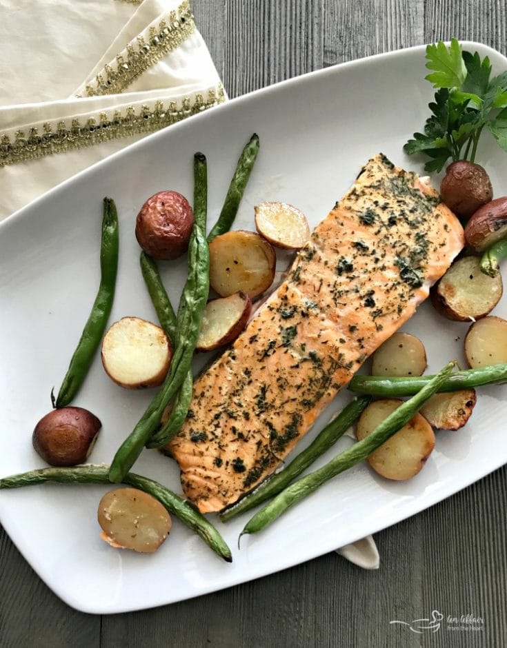 Roasted Salmon Sheet Pan Meal with Potatoes & Green Beans