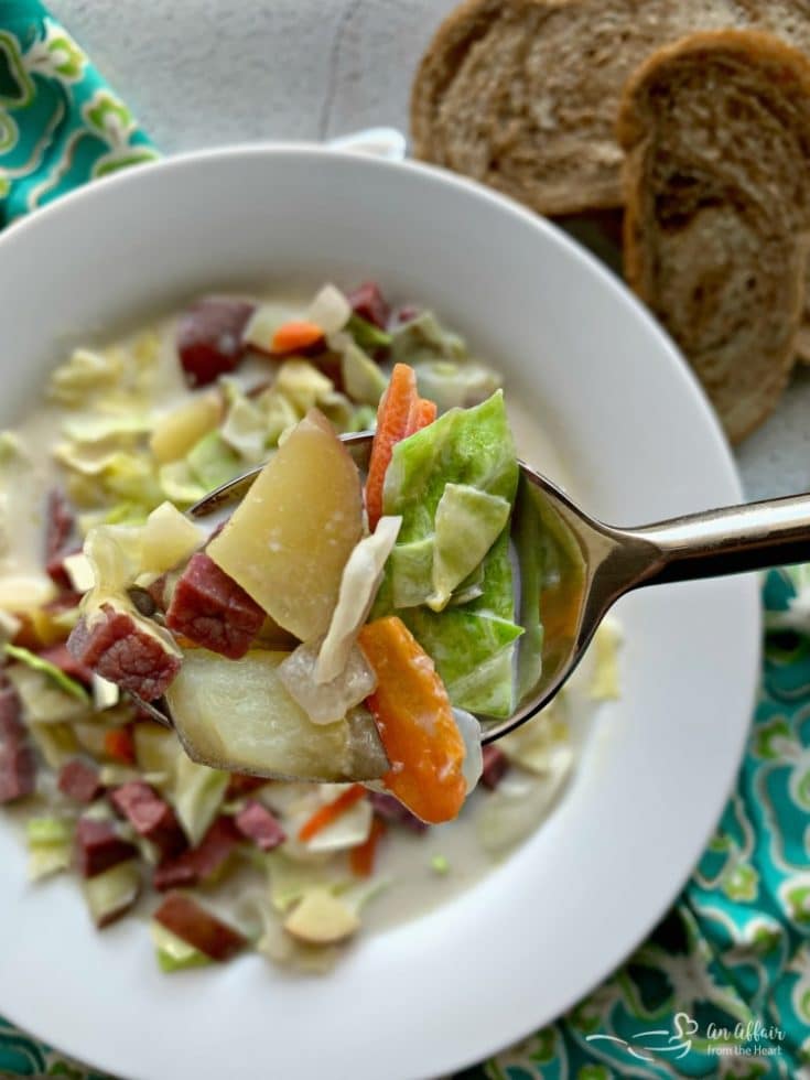 Creamy Corned Beef & Cabbage Soup - perfect for leftover Corned Beef!