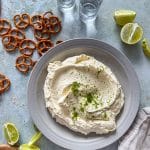 Margarita dip topped with lime peel.