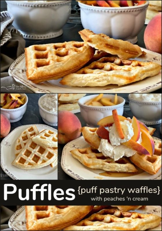 Puffles - Puff Pastry Waffles - with peaches 'n cream