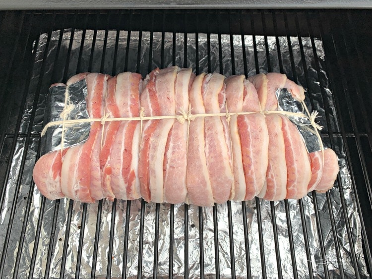 Bacon Wrapped Pork Tenderloin ready to grill