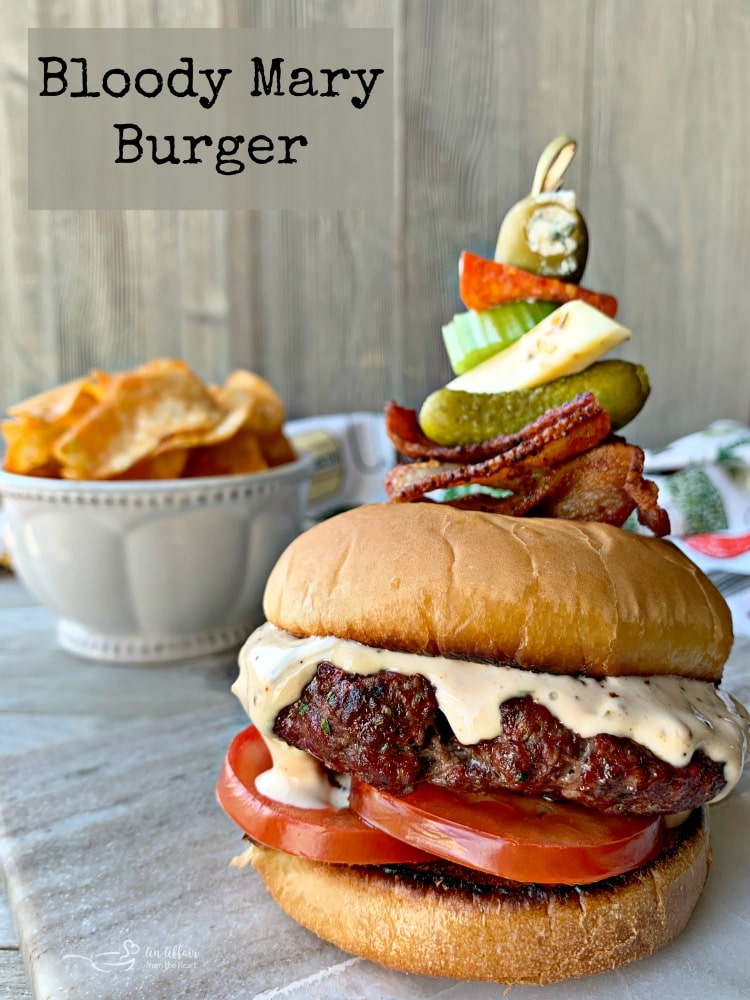 Bloody Mary Burger w/ Bloody Mary Aïoli Cocktail favorite in a BURGER!