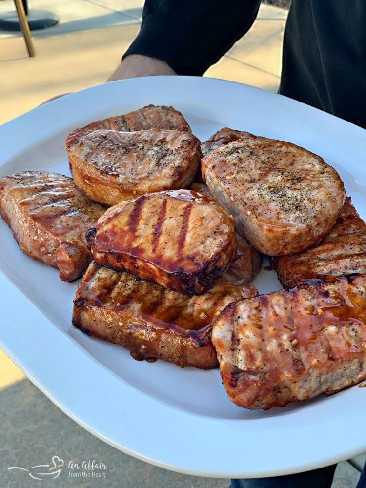 Dorothy's BBQ Pork Chops on a white platter