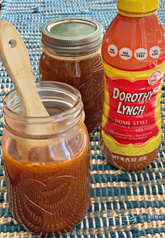 Dorothy Lynch BBQ sauce and bottle of dressing