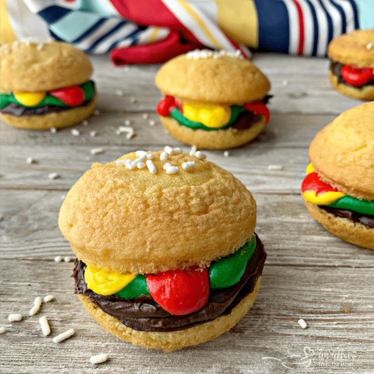 side view of Hamburger Cupcakes