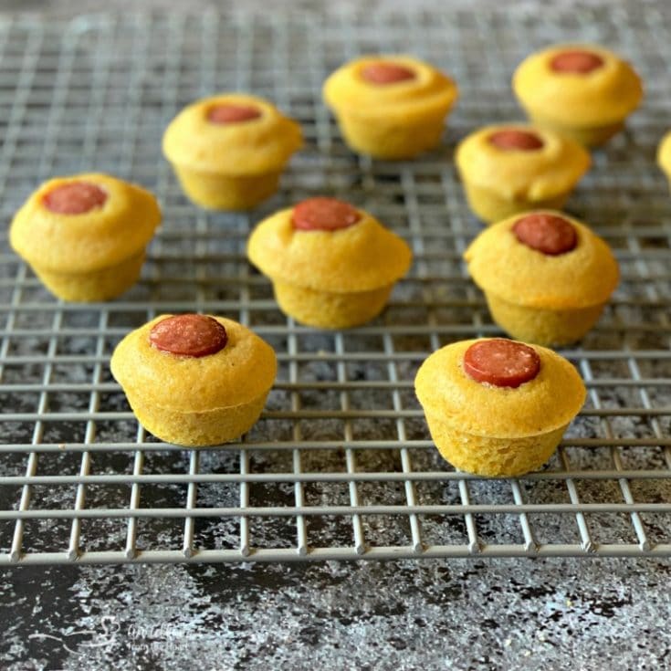 Corn Dog Mini Muffins Hotdogs baked into sweet cornbread mini muffins.