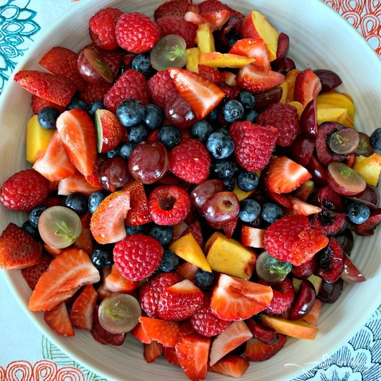 Summer Fruit Salad with Honey Lime Poppy Seed Dressing square