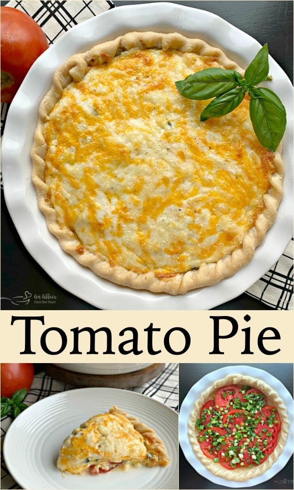 Pinterest triple image with text "Tomato Pie"