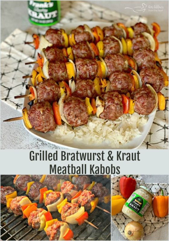 Grilled Bratwurst & Kraut Meatball Kabobs