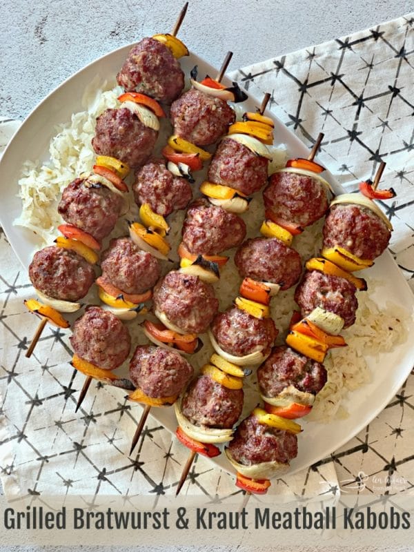 Grilled Bratwurst & Kraut Meatball Kabobs