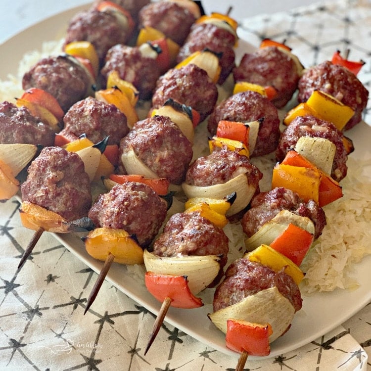 Grilled Bratwurst & Kraut Meatball Kabobs