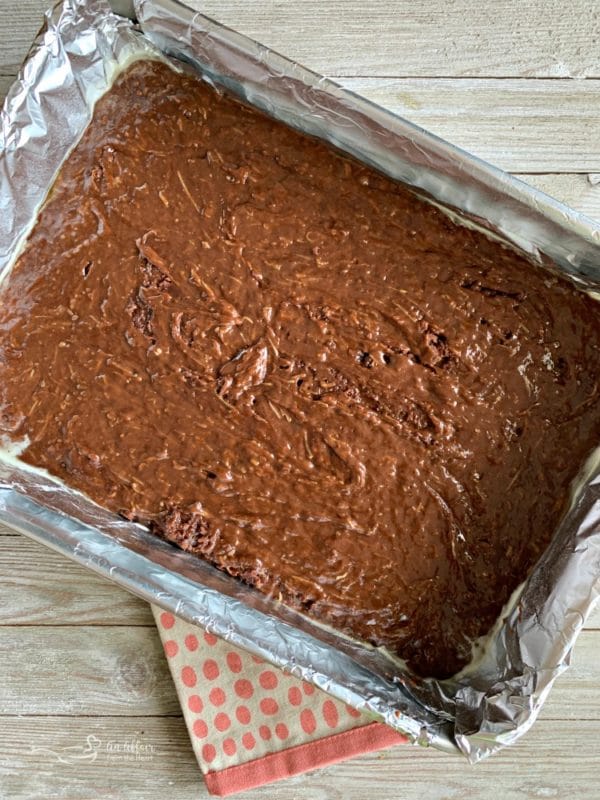 Frosted Zucchini Brownies before baking in 9x13