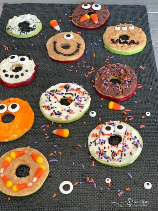 Apple Donut Monsters all close up