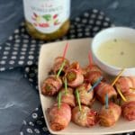 Bacon Wrapped Hot Brussels Sprouts Paisley farm with cheese sauce
