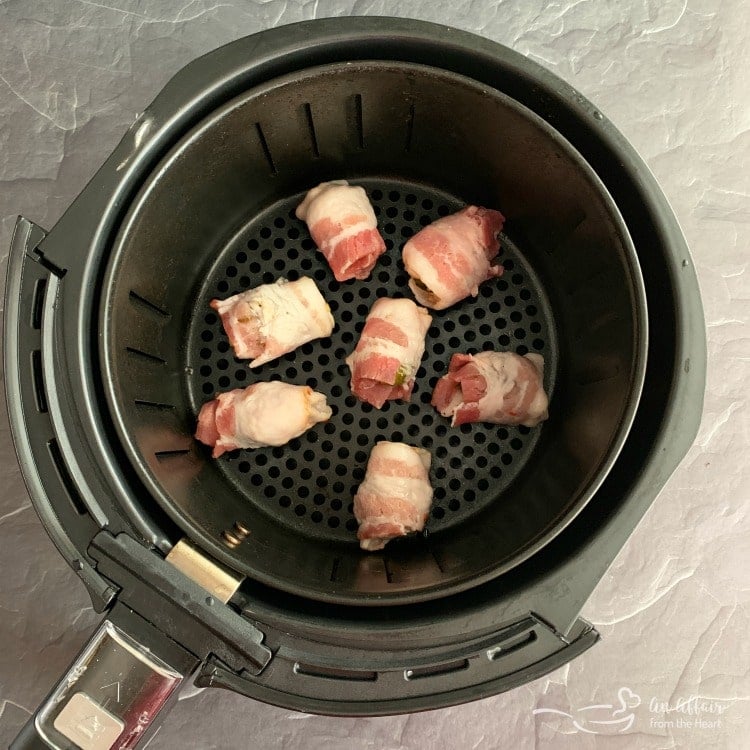Bacon Wrapped Hot Brussels Sprouts prepared in airfryer