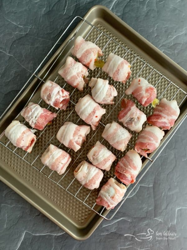 Bacon Wrapped Hot Brussels Sprouts prepared in the oven