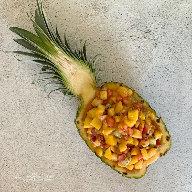 Tropical Salsa in a fresh pineapple bowl