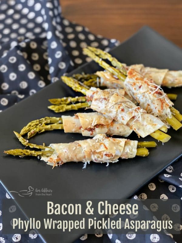 Bacon & Cheese Phyllo Wrapped Pickled Asparagus HERO