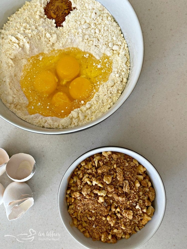 Warm Cinnamon Spice Coffee Cake 5 Ingredients for Cinnamon Spice Coffee Cake on a counter