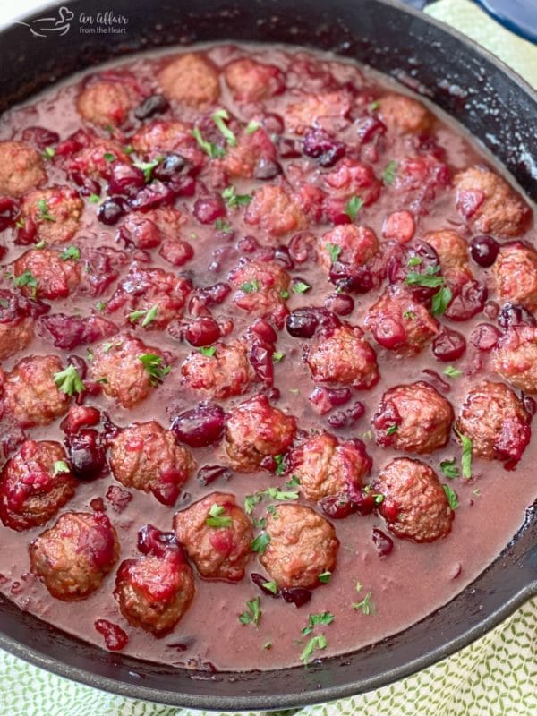 Dorothy's Cranberry Meatballs in skillet