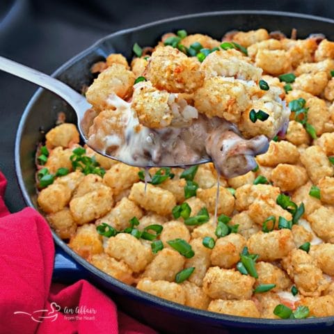 Spicy Tater Tot Casserole with Sausage & Mushrooms - an Italian twist!