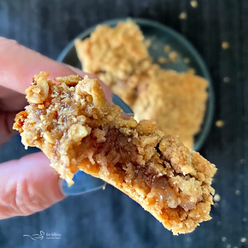 inside of Rhubarb Crumble Bars