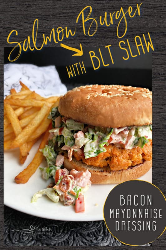 Blackened Salmon Burgers with BLT Slaw pinterest pin